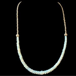 14k Gold Filled Fiery Opalite Bead Vintage Necklace